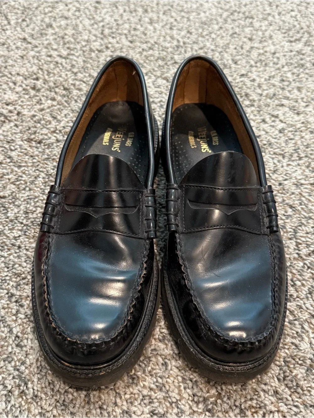 🔥 Larson Lug G.H. Bass Weejuns Black Leather Penny Loafers 10.5 Men’s